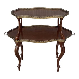 French Mahogany Brass Two-Tier Side or Coffee Table For Sale