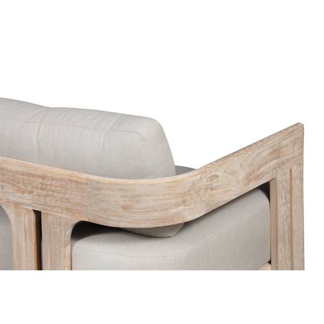 Wood Paradiso Teak Wood Sofa Natural Look - Gray Fabric For Sale - Image 7 of 12