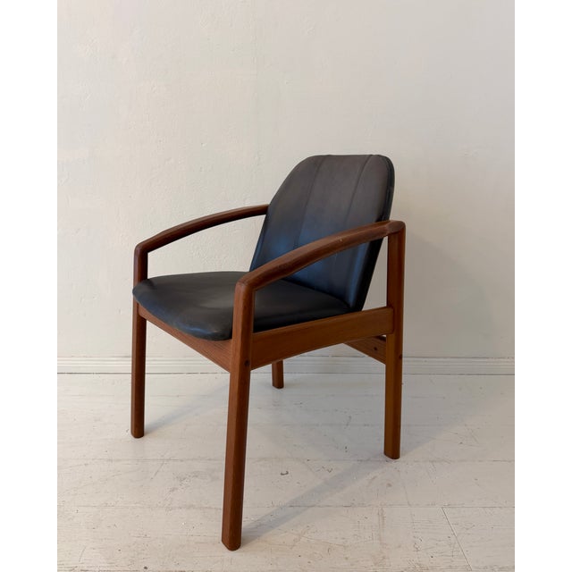 Mid-Century Modern Mid-Century Modern German Teak Chair in Black Leather, 1960s For Sale - Image 3 of 13