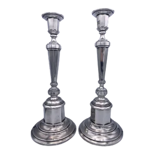Pair of Viennese Austro-Hungarian Georgian Revival Silver Candlesticks