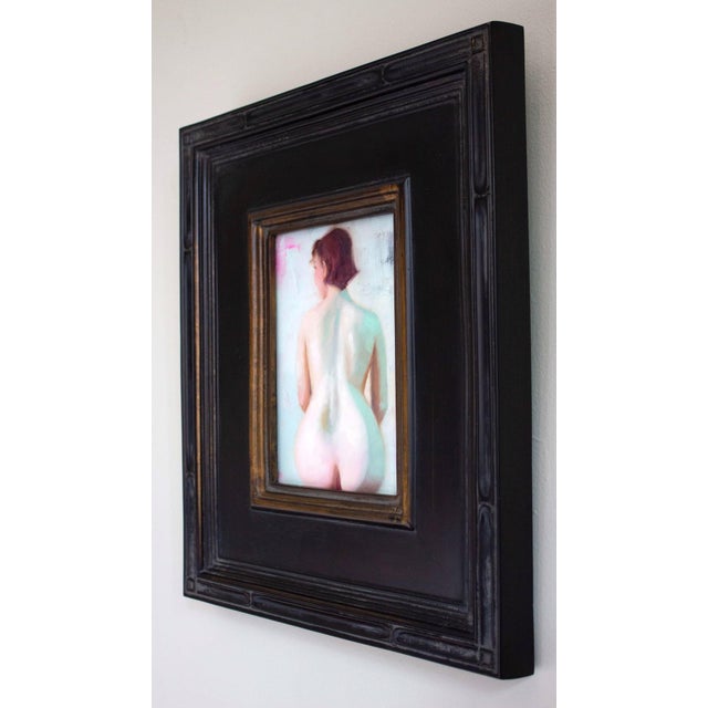 Figurative Peachy Keen by Kirsten Savage | Oil on panel Painting of a nude female figure from behind For Sale - Image 3 of 5