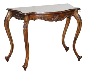 French Carved Hallway Console Table with Cabriole Legs, Late 19th Century