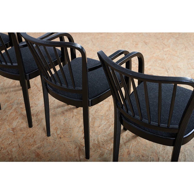 Wood Chair Set in Brushed and Black Lacquered from Horgen Glarus, 1960, Set of 6 For Sale - Image 7 of 10