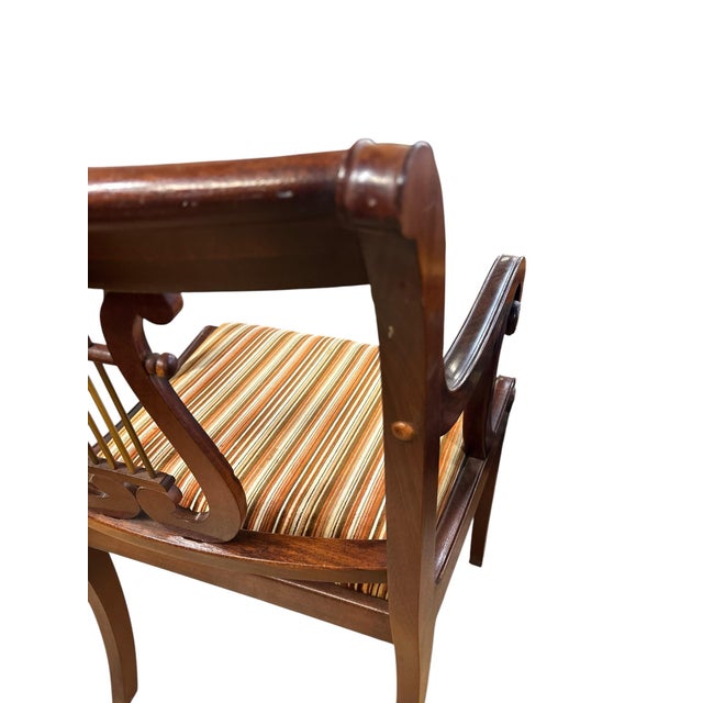 Wood Empire Style Mahogany Lyre Back Armchair With Scroll Arms For Sale - Image 7 of 9
