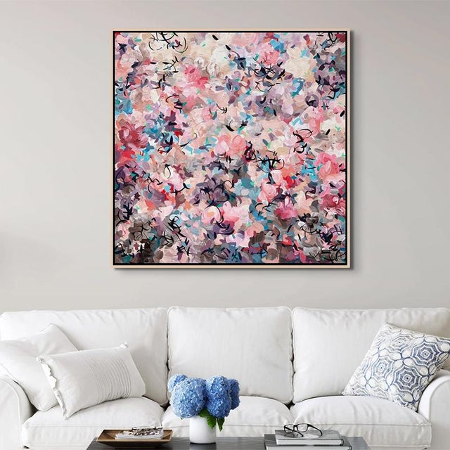 Abstract Hibiscus No.1 - Contemporary Abstract Floral Inspired Painting on Canvas (40x40) For Sale - Image 3 of 6