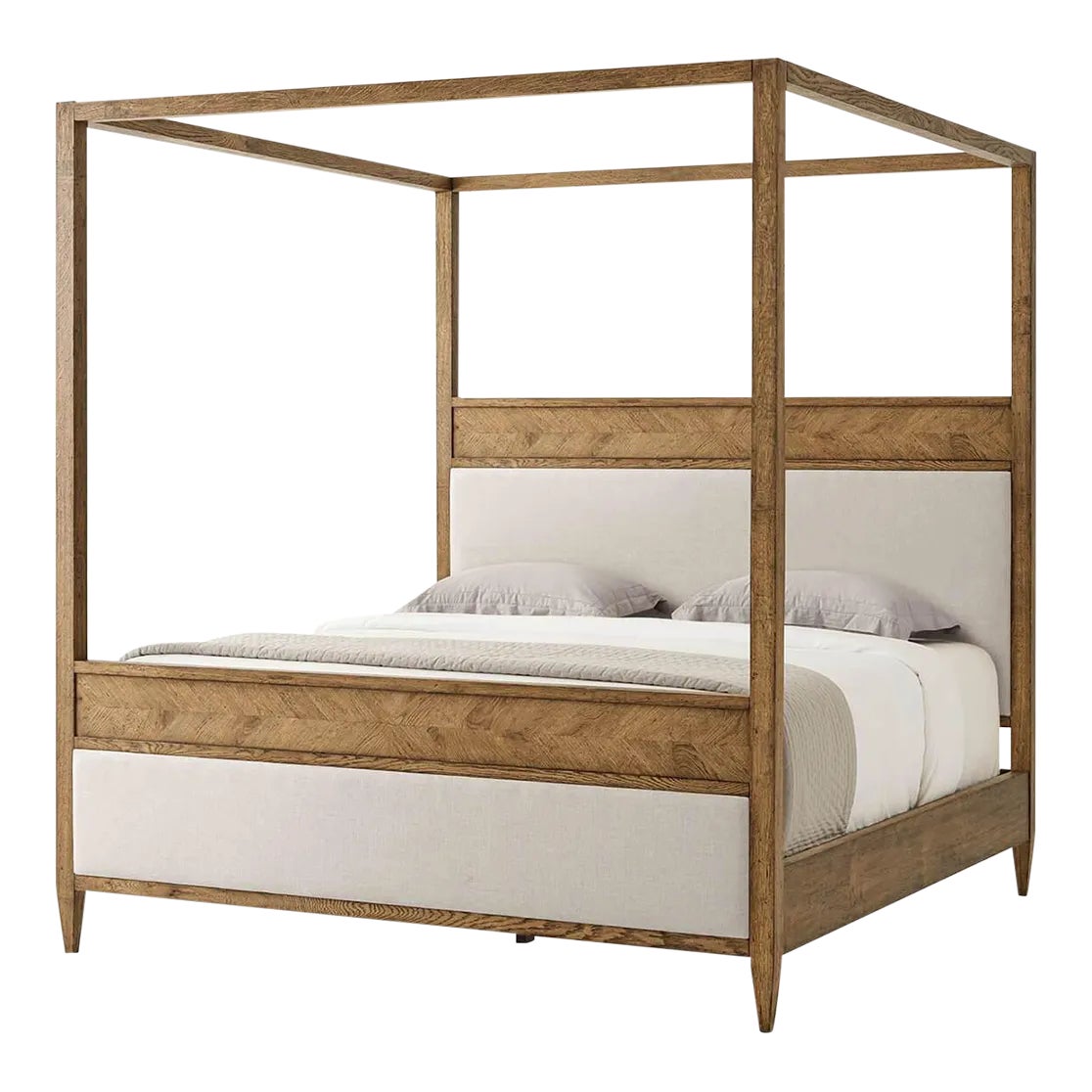 Rustic Oak Canopy California King Bed | Chairish