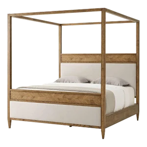 Rustic Oak Canopy California King Bed
