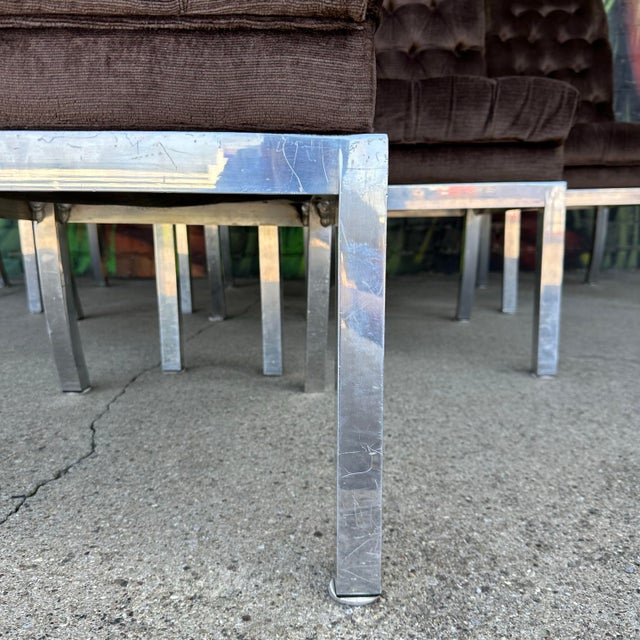 Brown Set of Six Vintage Dia Style Dining Chairs Mid Century Modern Aluminum For Sale - Image 8 of 12