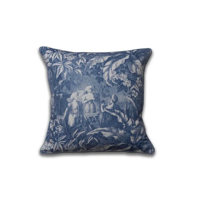 French Country Toile De Jouy Pillow For Sale - Image 3 of 3