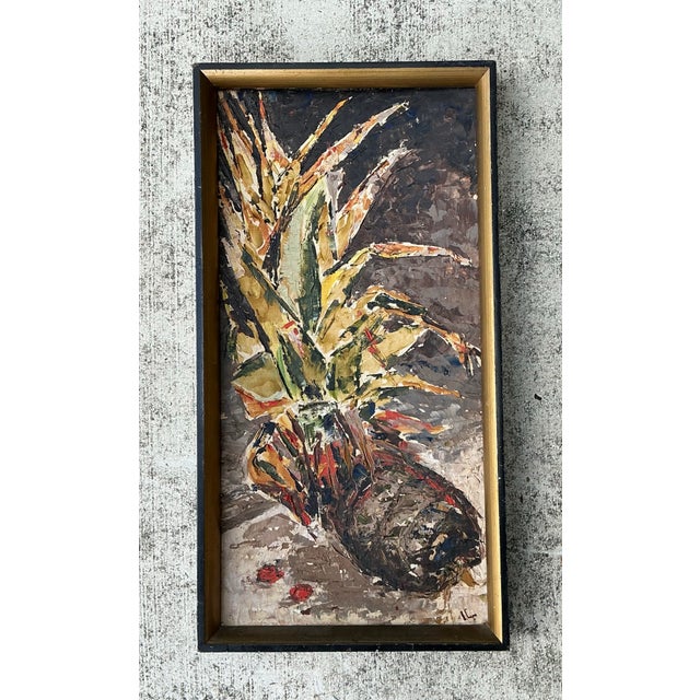 Vintage MCM Original Abstract Oil on Board For Sale - Image 9 of 12