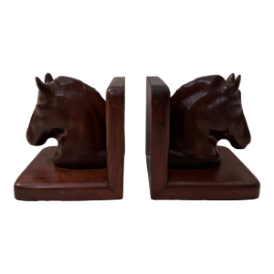Vintage Wood Horse Bookends- a Pair