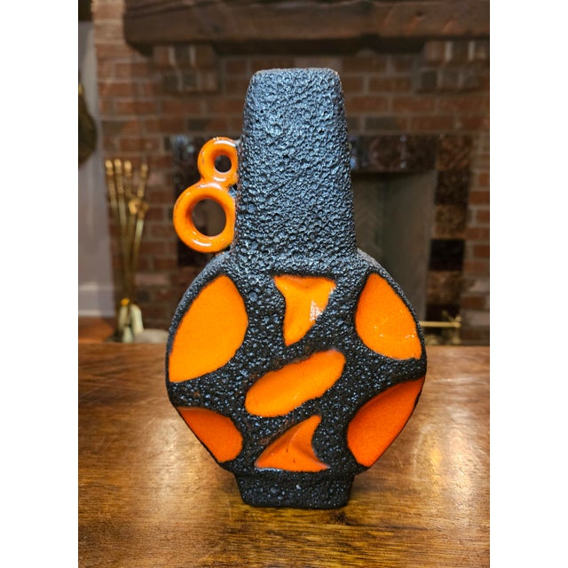 Mid Century Orange Fat Lava "Banjo Vase" by Roth Keramik For Sale In Charlotte - Image 6 of 10