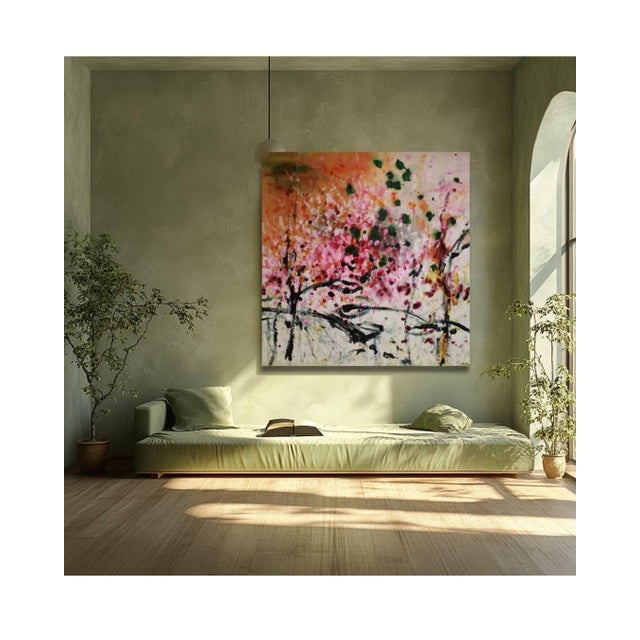 Contemporary "Green Butterflies" Original Contemporary Abstract Painting by Mel Rea For Sale - Image 3 of 7