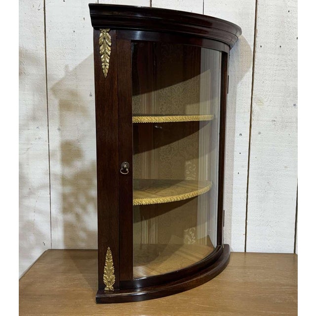 English Mahogany Corner Wall Display Cabinet, 1950s For Sale - Image 9 of 12