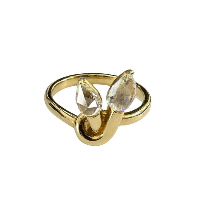18k Yellow Gold Leaf Design 1.04ct Diamond Ring, Size 6.25 For Sale In New York - Image 6 of 6