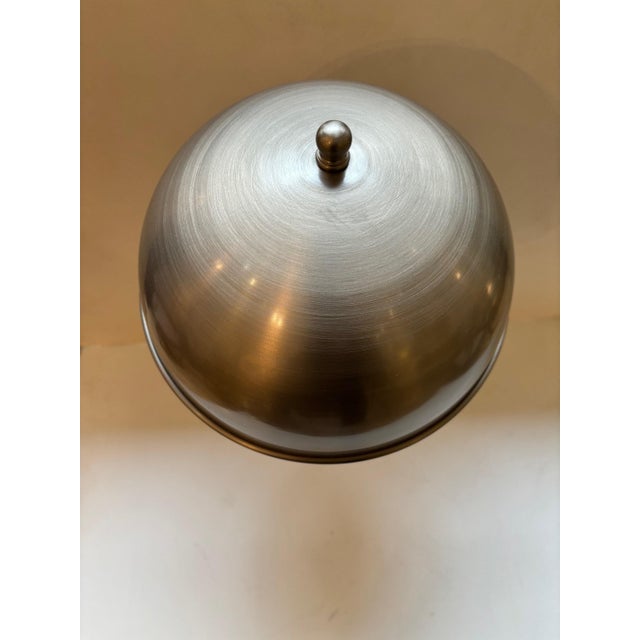 Vintage Nickle Plated Adjustable Table Lamp with Hardwired Integral Helmet Shade For Sale - Image 4 of 17