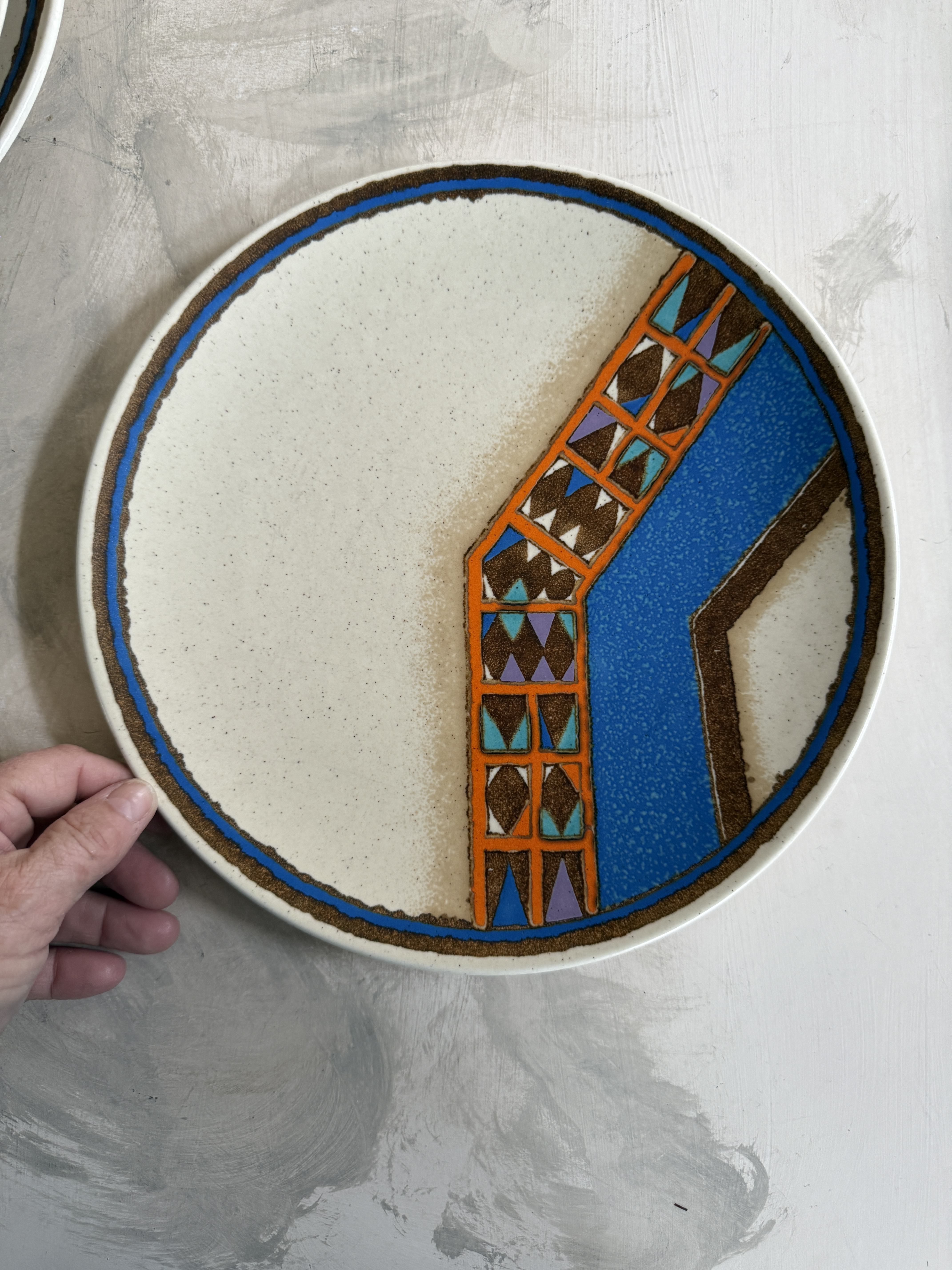 1970s Mikasa Indian Feast Teepee Dinner Plates 10.75 Inch