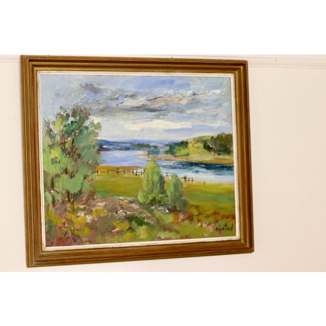 Nystad, Realistic Landscape, 1950s, Oil, Framed For Sale - Image 10 of 11