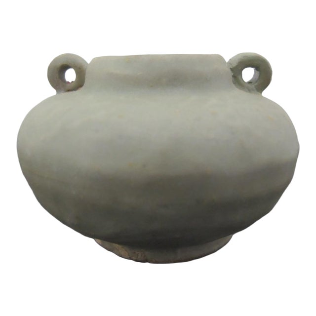 Chinese Longquan Celadon Glazed Double Handle Jarlet Vessel For Sale