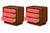 2000 - 2009 Pair of Postmodern Three-Drawer Nightstands — Rich Walnut & Salmon Finish For Sale - Image 5 of 5