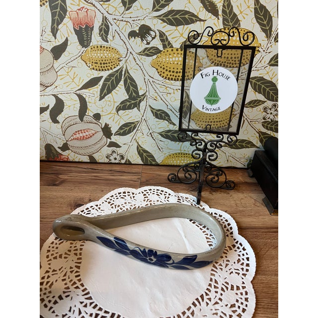 Up for consideration is a beautiful vintage blue and white ceramic towel ring wall hanging. This piece would look lovely...