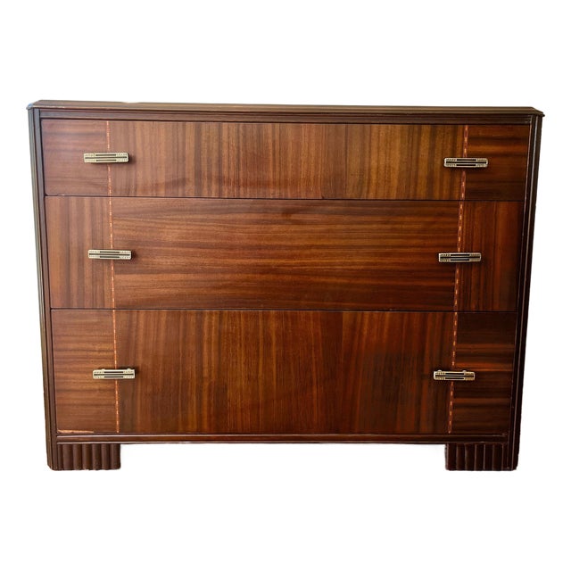 1930s Art Deco Walnut Waterfall Chest of Drawers For Sale