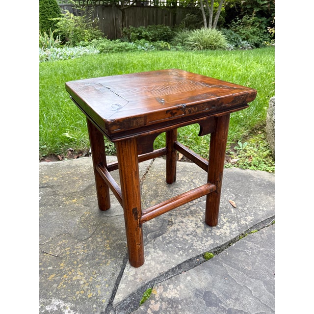 Chinese Antique Provincial Chinese Hardwood Low Stool / Table For Sale - Image 3 of 15