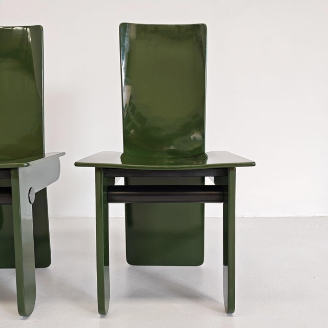 Vintage English Green Lacquered Chairs by Carlo Scarpa for Gavina, 1970s, Set of 4 For Sale - Image 14 of 18