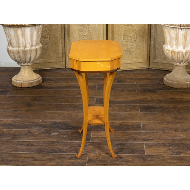 Austrian Biedermeier 19th Century Table with Octagonal Top and Divided Drawer For Sale - Image 9 of 12