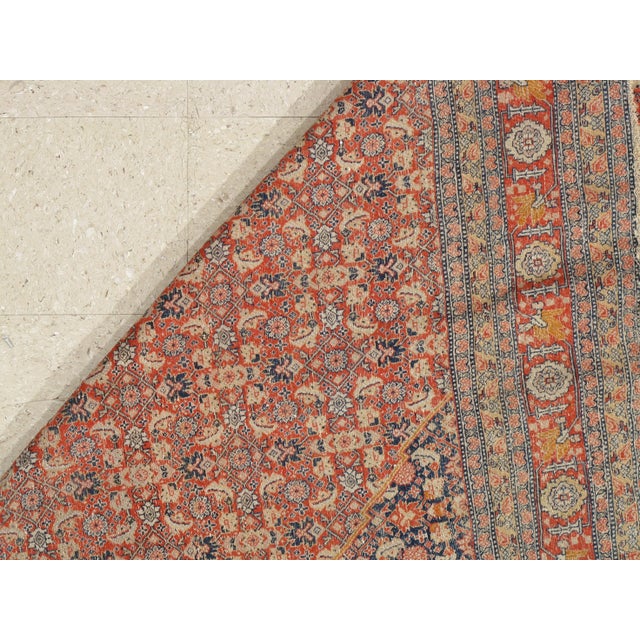 Antique Tabriz Carpet, Hadji Jalili Persian Rug, Earth Tones, Ivory, Rust, Navy For Sale - Image 9 of 13