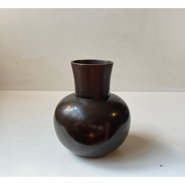 Art Deco Vase in Patinated Bronze by Bdr. Grage, Denmark, 1950s For Sale - Image 4 of 9