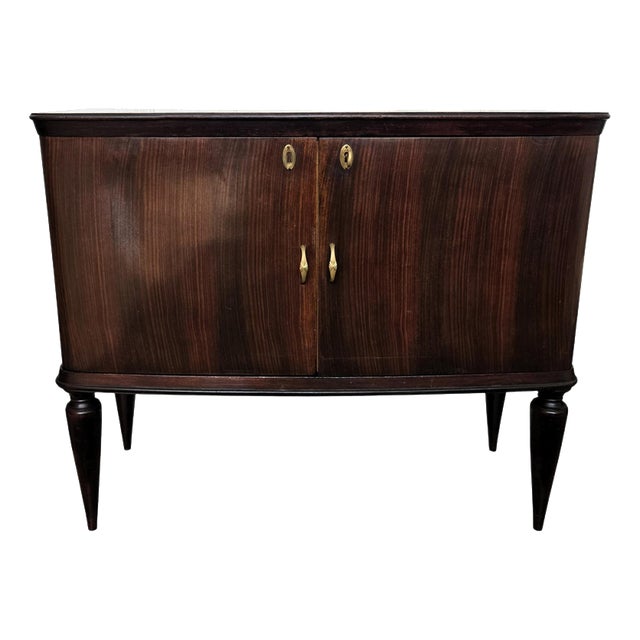 Mid-Century Art Deco Italian Walnut Burl and Mirror Mosaic Dry Bar Cabinet by Paolo Buffa, 1950s For Sale