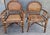 Mid 20th Century Pair Rattan and Padded Pattern of Brown Woven Reed Seat and Back Armchairs For Sale - Image 4 of 5