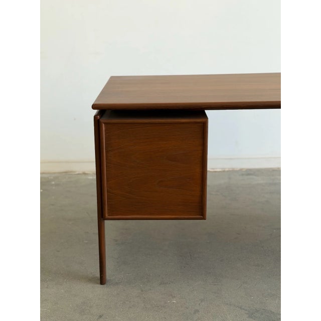 Brown Danish Modern Floating Top Desk For Sale - Image 8 of 14