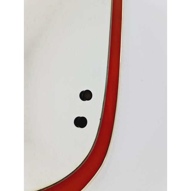 Mid-Century German Model Rockabilly Asymmetric Brass Original Kidney Wall Mirror by Zier, 1960s For Sale - Image 5 of 11