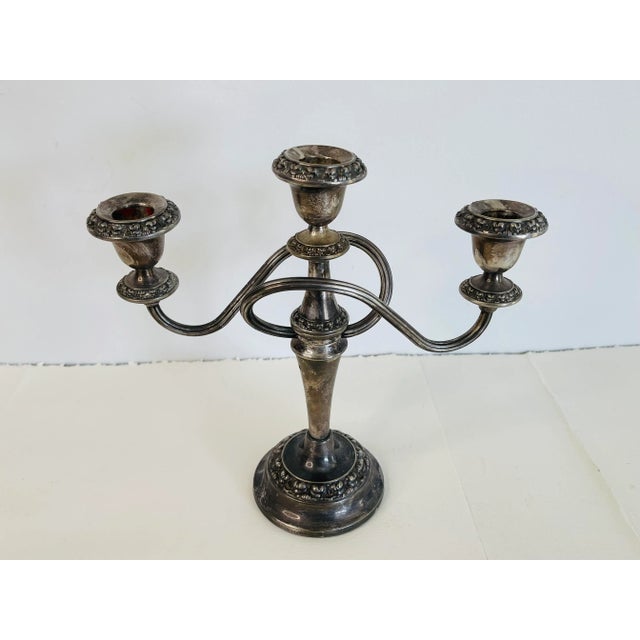 Early 20th Century Antique Art Nouveau Style English Silver-Plate 3 Arm Candelabra For Sale - Image 5 of 10