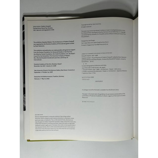 2000s Illustrated Quarto, Dean Sakamoto's Hawaiian Modern: The Architecture of Vladimir Ossipoff - 1 Book For Sale - Image 4 of 17
