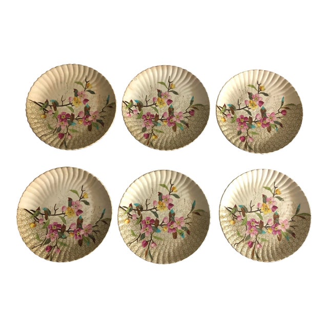Vintage Royal Bonn Franz Anton Mehlem Embossed Floral Plates- Set of 6 For Sale