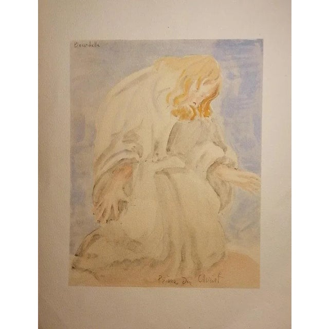 Emile Antoine Bourdelle, Prayer of Christ, Early 20th-Century, Watercolor For Sale - Image 3 of 3