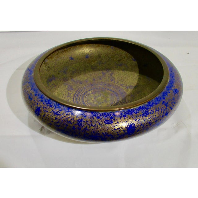 Chinese Dark Blue Enamel Shallow Bowl For Sale - Image 10 of 10