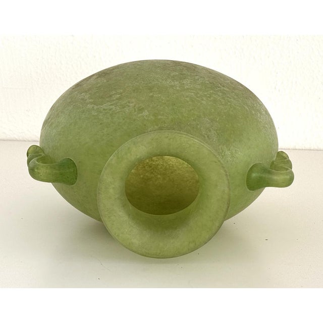 Italian Green Murano Scavo Glass Vase attributed to Seguso Vetri d'Arte, 1970s For Sale - Image 3 of 11