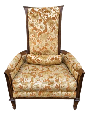 Vintage Tomlinson Furniture High-Back Upholstered Lounge / Accent Chair With Cane Sides