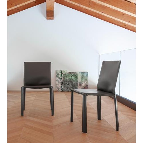 Contemporary Jumpsuite Anthracite Leather Chair by Morica Design For Sale - Image 3 of 10