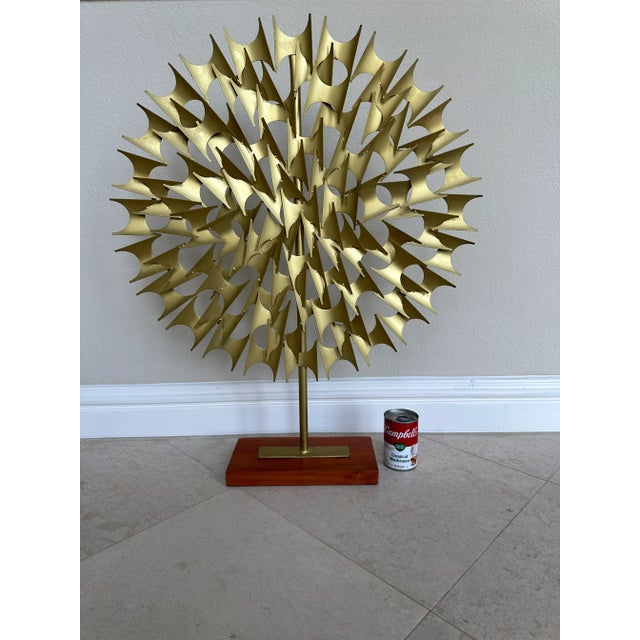 Vintage 31” Brutalist Metal Sunburst Objet in the Manner of Marc Weinstein For Sale - Image 11 of 12
