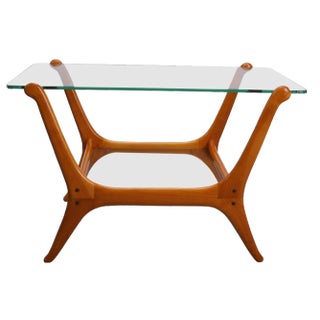 Mid-Century Modern Teak & Glass Side Table For Sale