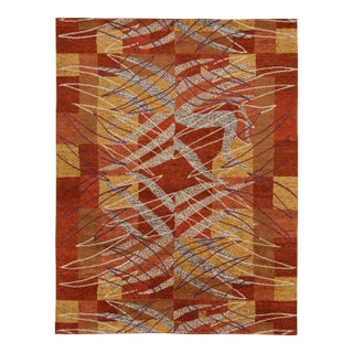 Rug & Kilim’s Scandinavian Style Rug in Red, Gold and Gray Geometric Patterns For Sale