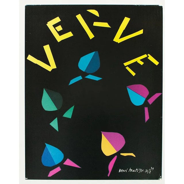 An excellent full-color print of color lithograph for cover of "Verve" by Henri Matisse. This full-color print is second...