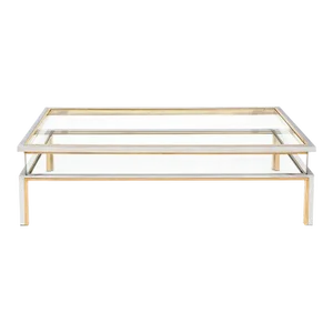 Modernist Chrome and Brass Coffee Table by Maison Charles
