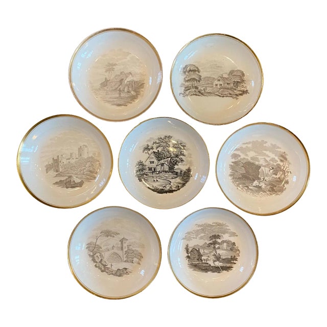 1810 British Set of 7 English Regency Thomas Wolfe and Spode Hand Gilded Bowls For Sale