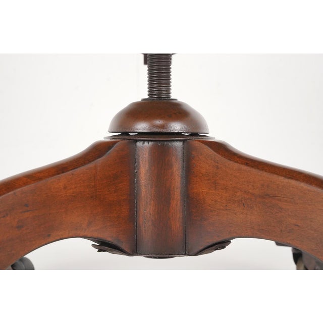 Vintage Solid Walnut Swivel Desk Office Chair For Sale - Image 9 of 16